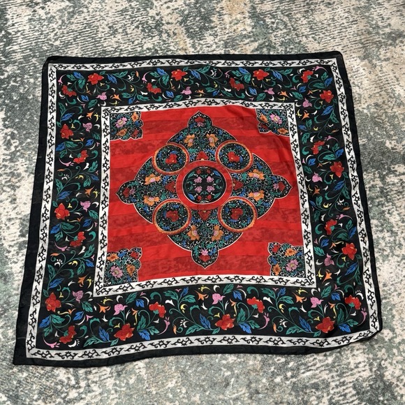 The Unbranded Brand Accessories - Vintage Floral Silk Scarf 30X30
